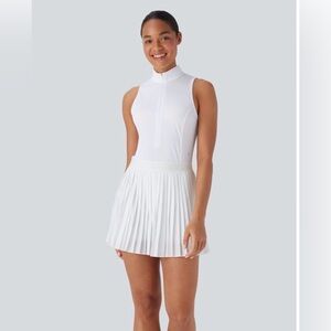 HALARA Breezeful Sleeveless Cut-out Pleated White Mini Tennis Active Dress